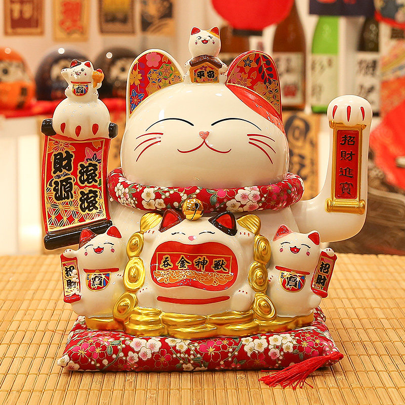 摇手招财猫摆件开业大号店铺收银柜台前台家居客厅装饰乔迁新居礼