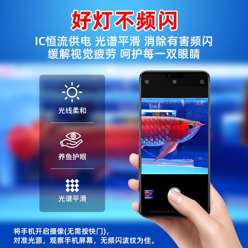 鱼缸灯led防水照明潜水水族箱观赏七彩红龙三湖鱼专用增艳全光谱