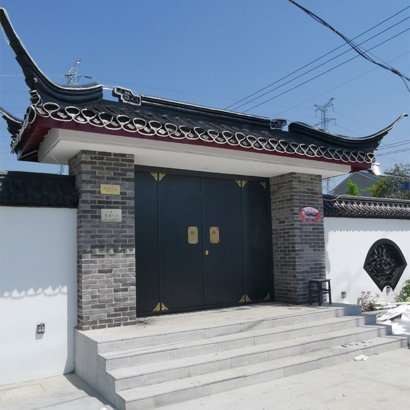 中式别墅彷古庭院门将军门入户门农村自建房大门四合院铜门进户门