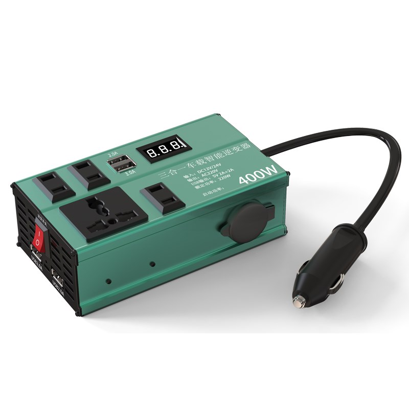 400W车载逆电充电器多功能汽车货车12伏24v变220v逆变器转换器