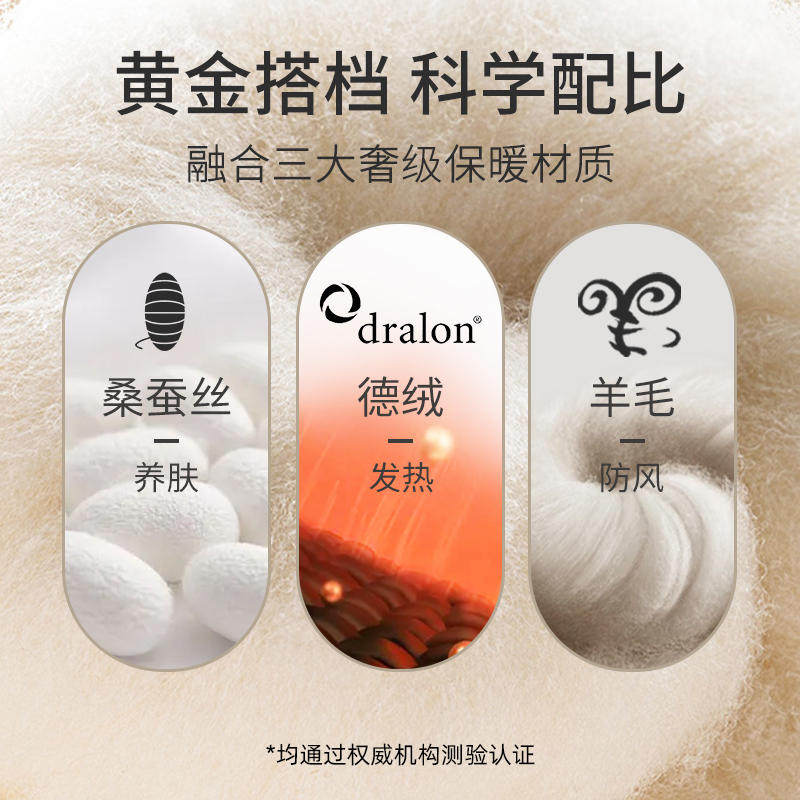 德绒保暖裤女士内穿羊毛蚕丝高腰自发热卫生裤加绒加厚紧身打底棉