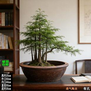 超大种树花盆透气陶土落地龙血树陶瓷花盆特大落地景观盆复古陶罐