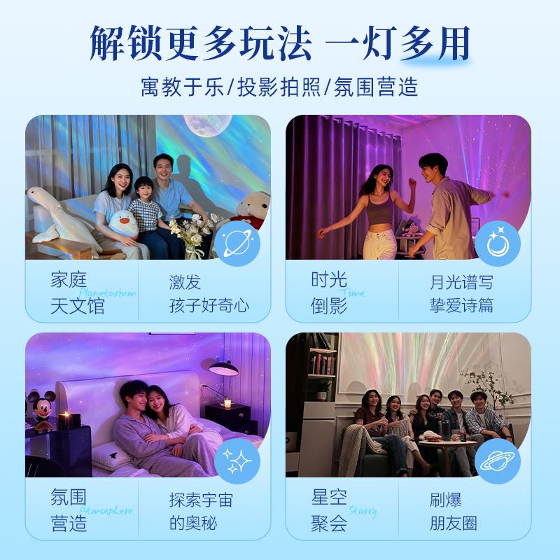 北极光氛围灯语音控制投影灯卧室满天星浪漫摆件小夜灯蓝牙音响