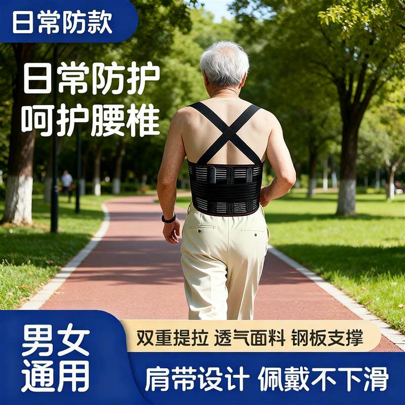 肩带式护腰工作服健身护腰带春夏季透气钢板护腰男女支撑护腰带