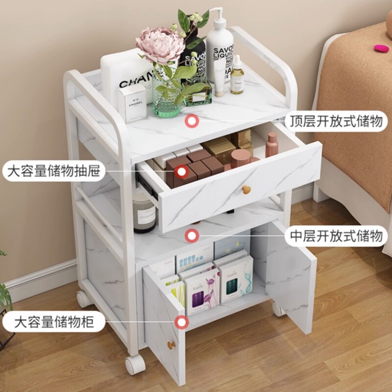 美容院小推车多功能置物架美甲美发医美工具收纳车可移动旋转小车