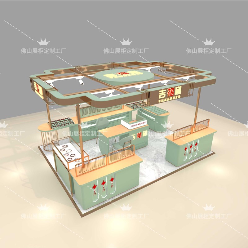 商场高档银饰品朱砂绳编手串珠宝首饰陈列中岛展示玻璃展柜台
