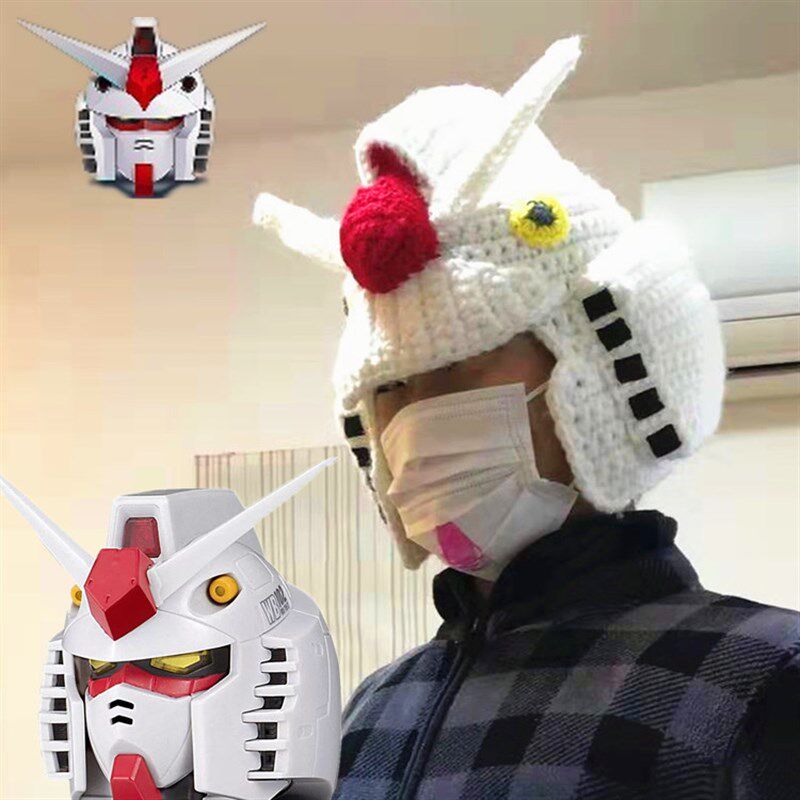 陆阿姨手工帽 针织高达帽子机动战士头盔机甲毛线 秋冬季保暖头套