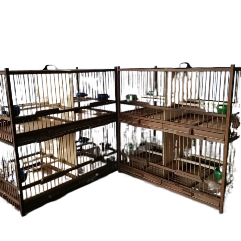 竹制纯手工四格紫竹碳化排笼黄鸟麻料笼黄豆黄腾鸟笼 - 实物图