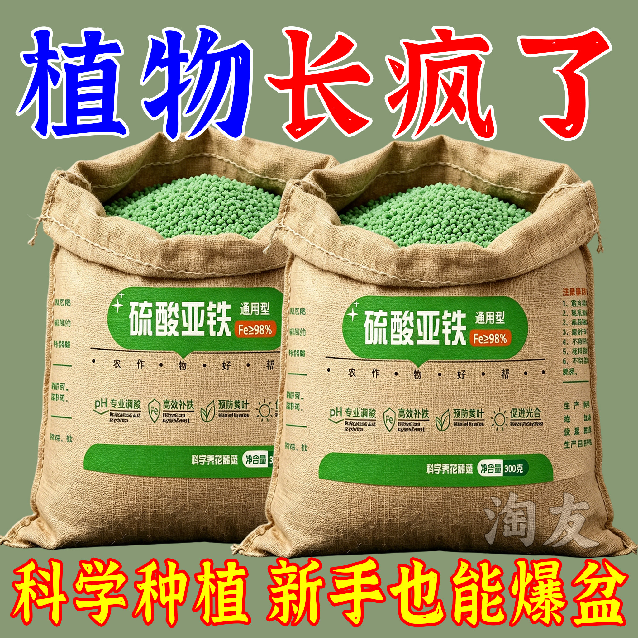 蔬果蔬菜硫酸亚铁水溶肥补铁