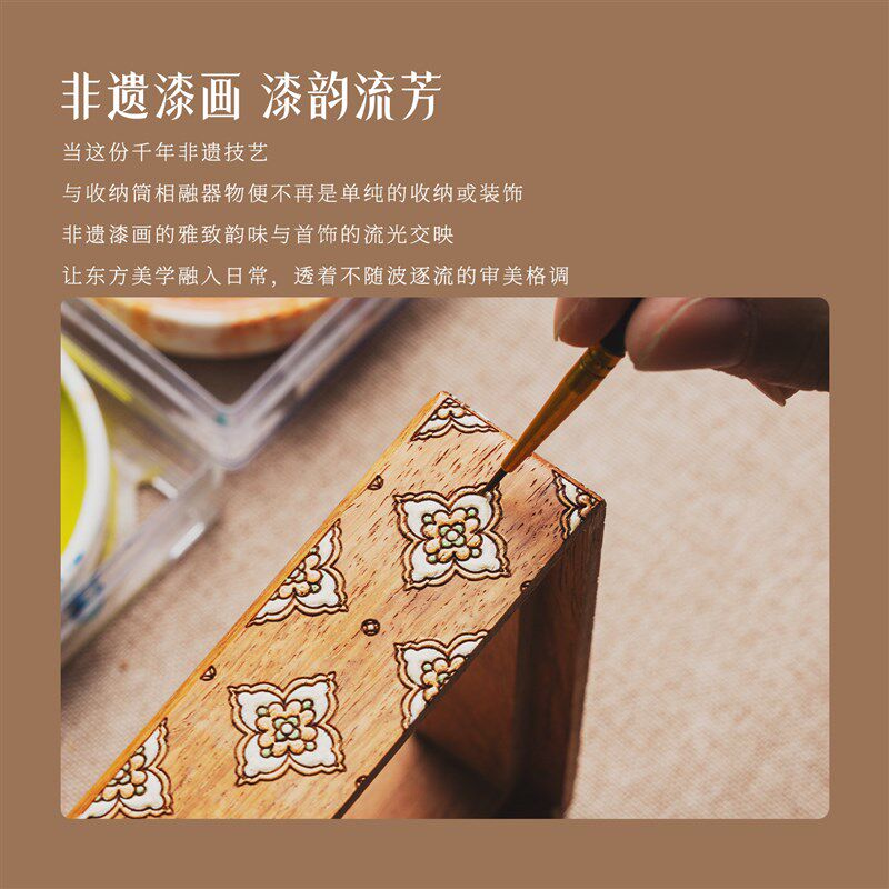 化妆刷收纳筒实木桌面化妆品收纳盒大容量笔筒刷子梳子收纳桶置物