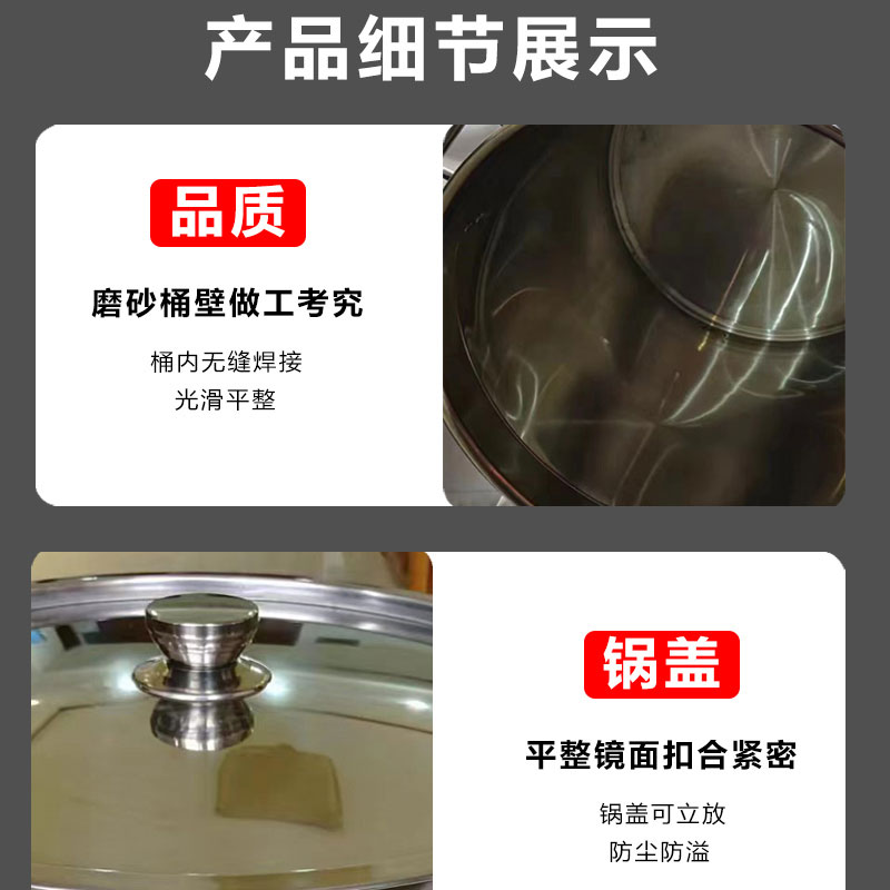 商用翅片节能汤锅汤桶不锈钢桶带盖加厚大容量卤锅卤桶圆桶复合底