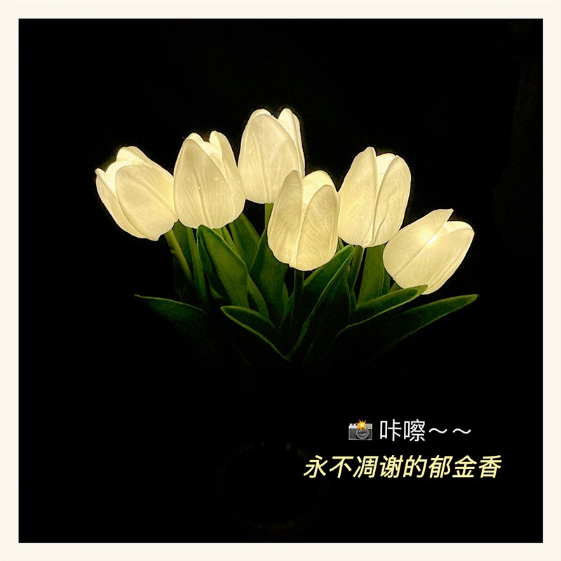 led郁金香小夜灯花束仿真成品ins风卧室氛围网红台灯送生日礼物盒