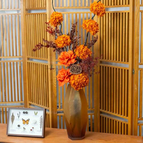 进口永生花花束绣球莲蓬真花干花高级感落地玄关电视斗柜装饰摆件