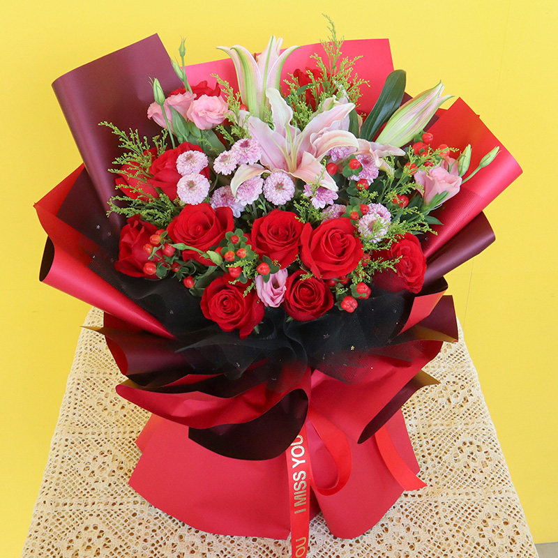 父亲节天津康乃馨玫瑰百合花束鲜花速递同城福州长沙郑州生日配送