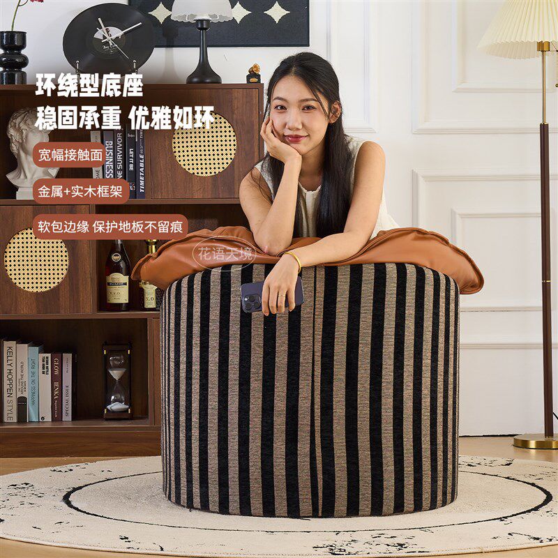 意式头层牛皮沙发椅休闲椅客厅极简设计师椅懒人沙发阳台椅卧室椅