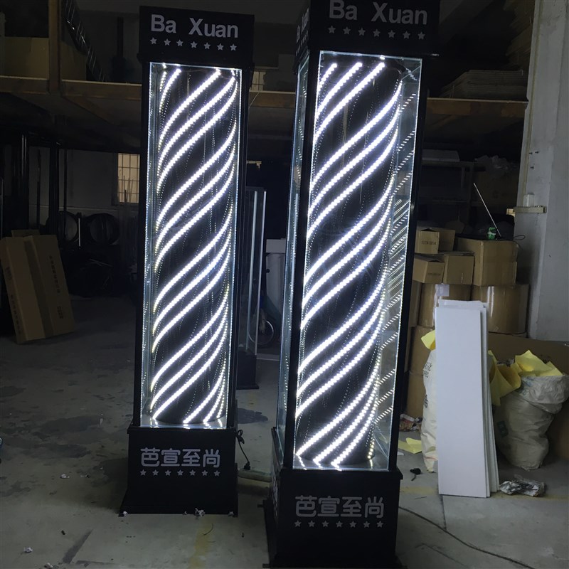 包邮送货上门美容美发LED落地玻璃坐地转灯炫彩LED广告理发店灯箱
