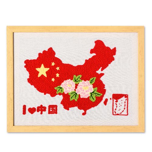 爱国国庆戳戳绣儿童diy手工材料包毛线画红色主题戳戳乐爱国学生