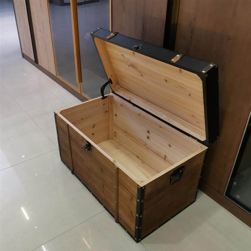 复古木箱大号实木收纳箱家用衣箱整理储物箱带锁置物箱百宝箱定制
