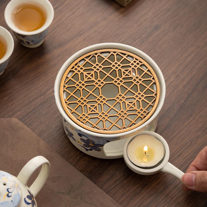 灵兰百合煮茶炉家用室内暖茶炉蜡烛保温茶炉煮茶器煮茶壶茶具套装