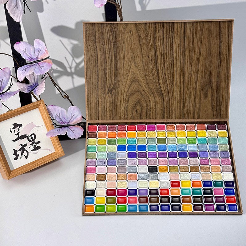 固体国画颜料珠光水彩组合套装中国画水墨画初学者美术生绘画礼物图片