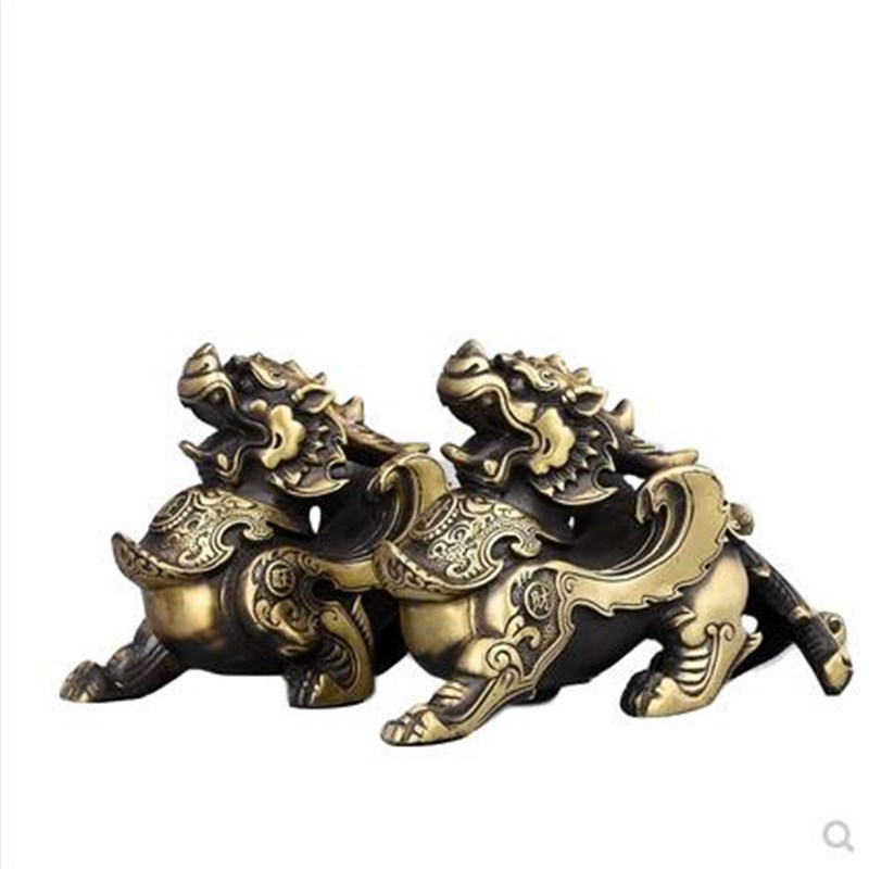 铜貔貅纯铜貔貅摆件全铜神兽皮丘一对公母客厅店铺开业送礼工艺品