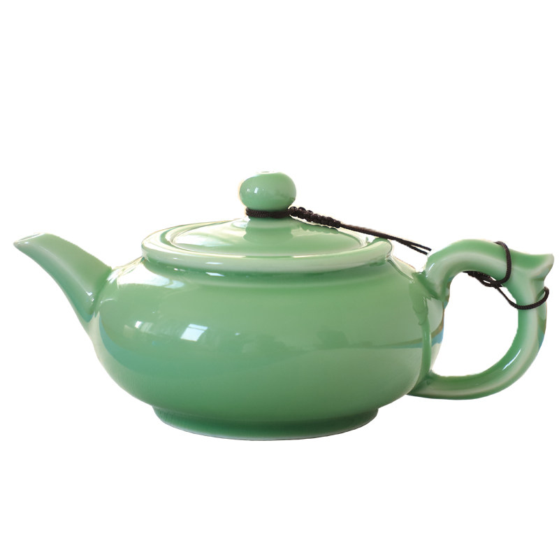 龙泉青瓷泡茶壶陶瓷大容量400ml功夫茶壶茶具哥窑冰裂纹养线茶壶图片