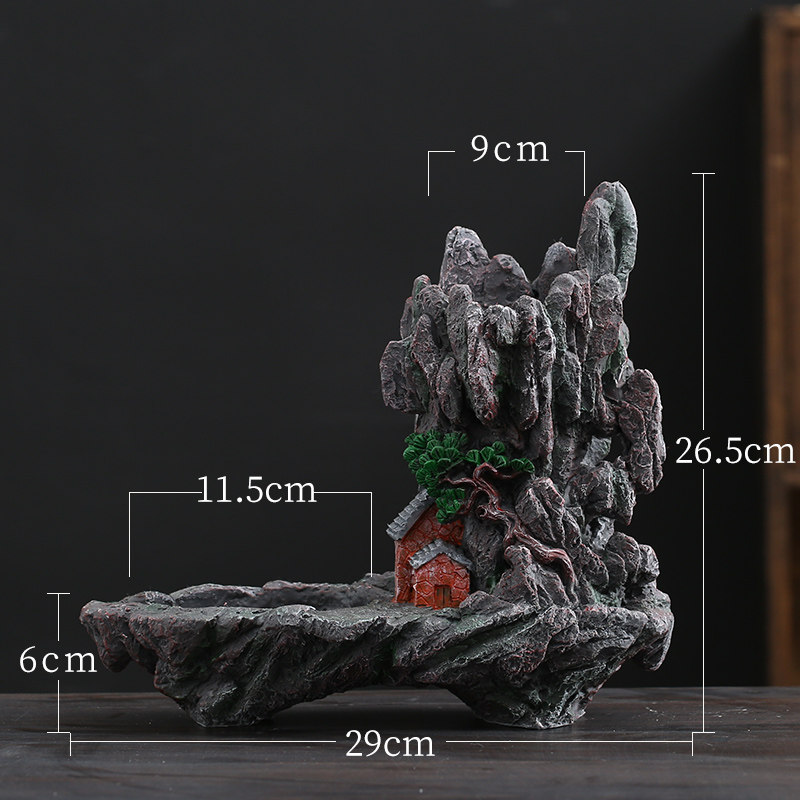 树脂文竹六月雪悬崖桩造景个性多肉花盆高山人家创意盆景盆栽花盆