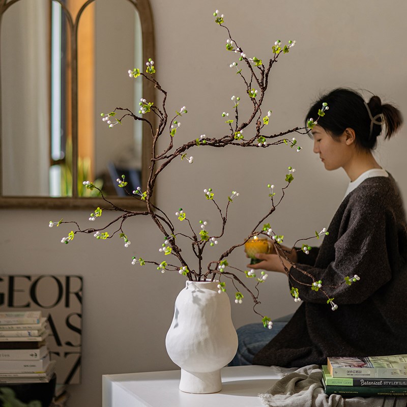轻奢高端海棠仿真花干花花束客厅桌面假花摆设仿生花艺装饰品摆件