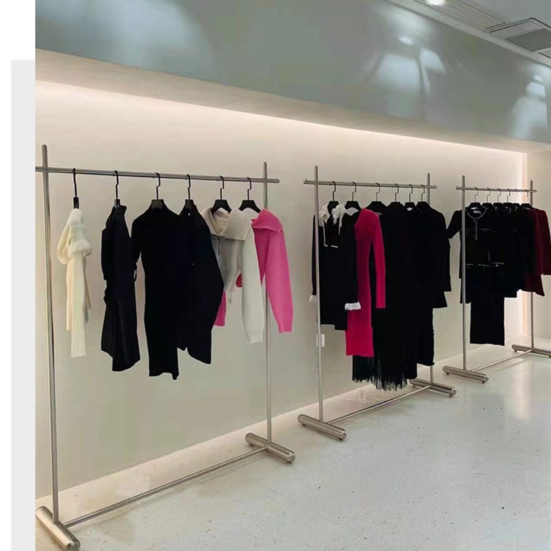 服装店专用展示架不锈钢落地式挂衣架子女装店货架中岛陈列架道具