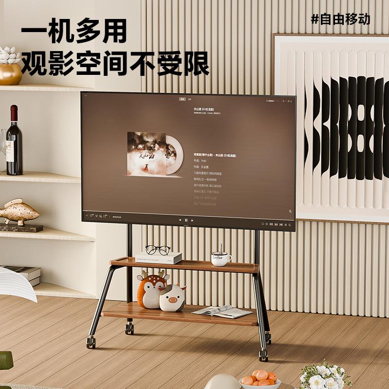 大屏电视支架移动带轮可调节角度金属电视架50-90寸通用落地简约