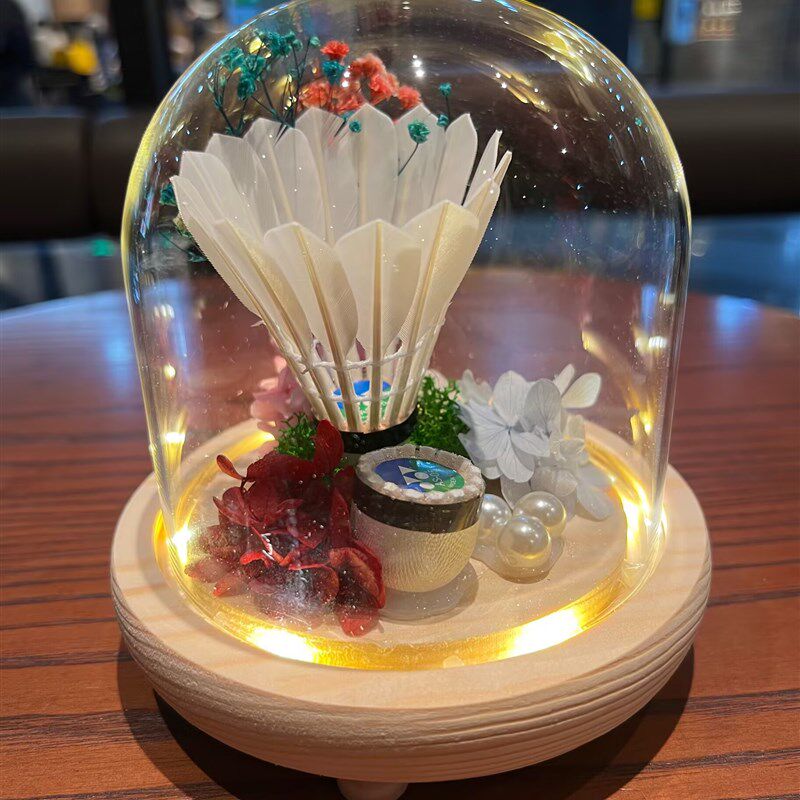 羽毛球礼物花手工DIY永生花摆件送男女朋友礼物生日礼物创意礼品