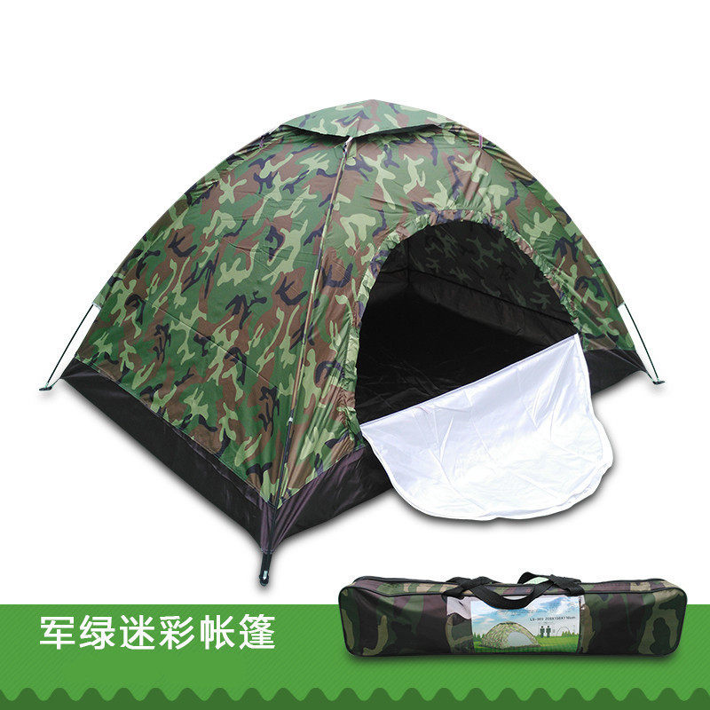 单兵帐篷户外3-4人手动单层防暴雨加厚双人2单人露营野营野外账蓬