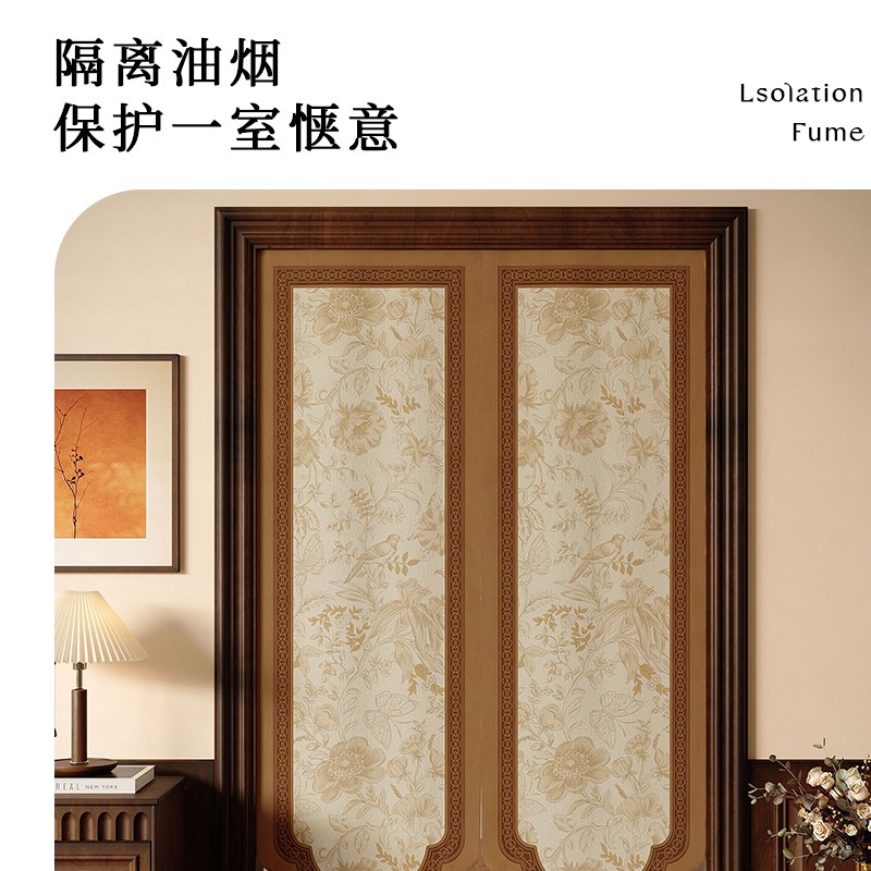 新中式复古高级感门帘卧室房间家用隔断帘卫生间遮挡帘棉麻半帘图片