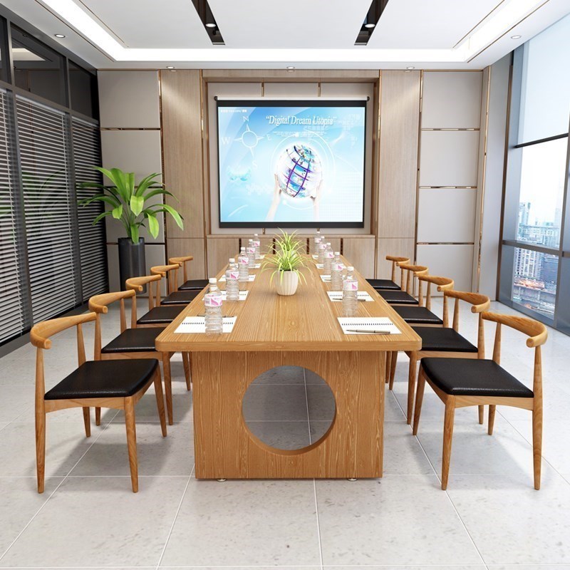 实木loft会议桌工作台电脑桌洽谈桌椅办公桌简约现代大型长条桌子