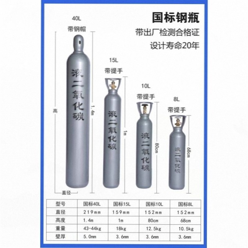小型氩弧焊便携式氩气瓶8L10L12L14L小钢瓶氮气氧气二氧工业气罐