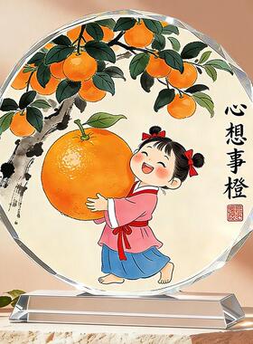 心想事成水晶摆件家居客厅玄关电视柜装饰品桌面摆台乔迁新居礼物