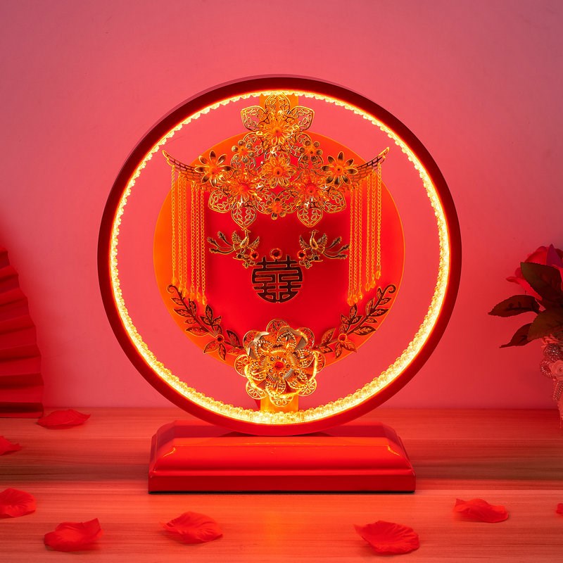 结婚礼物中式结婚台灯长明灯插电款婚房陪嫁床头灯婚庆红色灯实用