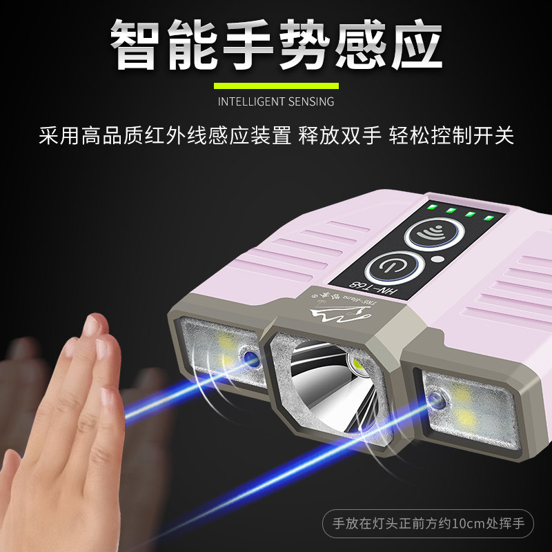 夜钓头灯钓鱼专用感应帽夹灯强光超亮上饵灯充电头戴防水超长续航