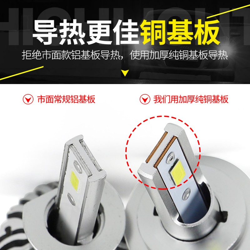 汽车led大灯泡超亮聚光远近光灯前大灯h1h7h119005远近一体h4改装