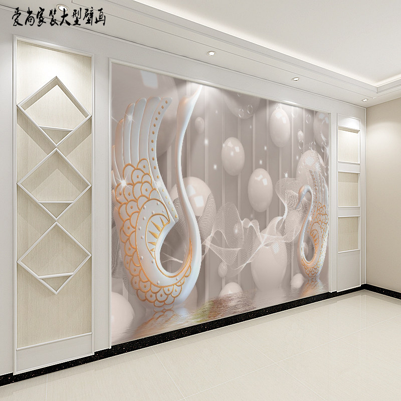 欧式电视背景墙壁纸客厅卧室装饰5d立体壁画影视墙3d墙纸壁布墙布