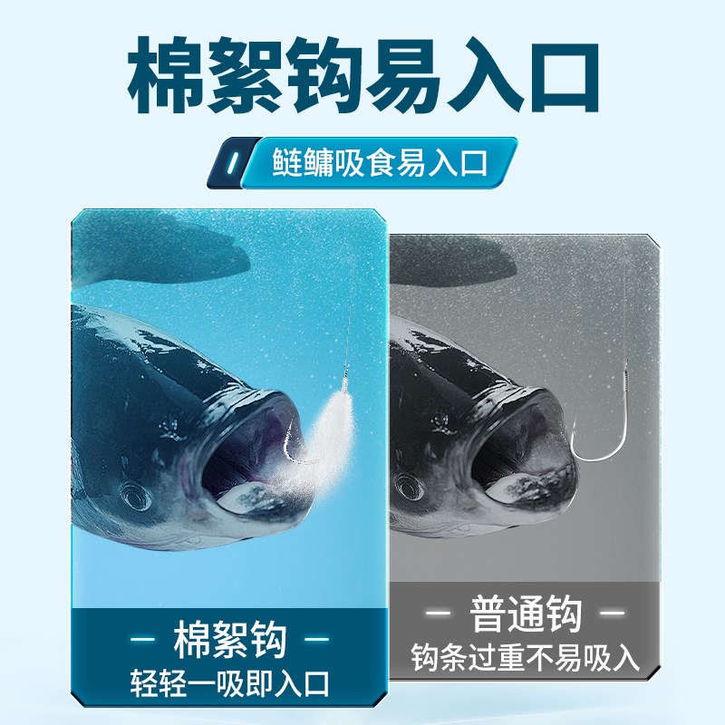 川泽鲢鳙棉花弹簧子线双钩钓组鱼钩绑好成品新关东专用正品鱼钩