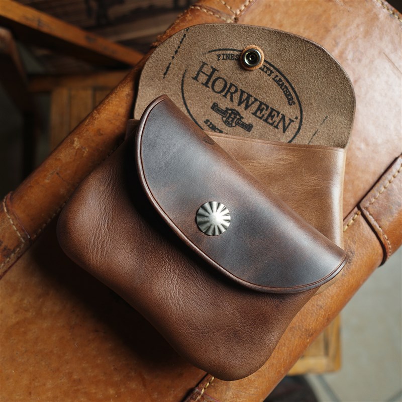美国霍尔文茶芯皮horween 纯手工复古简约轻便文玩牛皮零钱包卡包