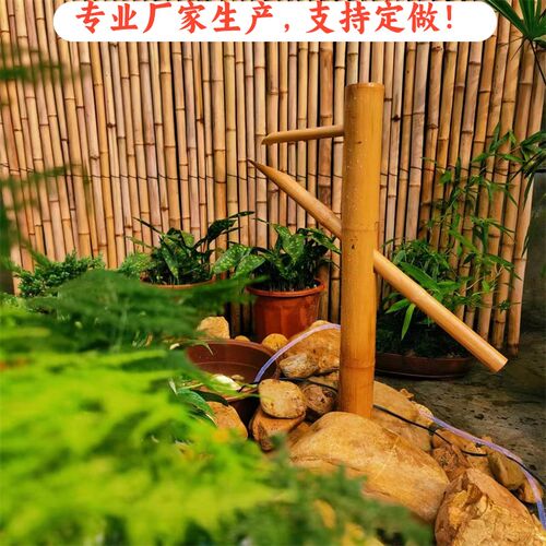 竹子流水器惊鹿竹流水碳化增氧水循环鱼缸摆件庭院造景假山流水