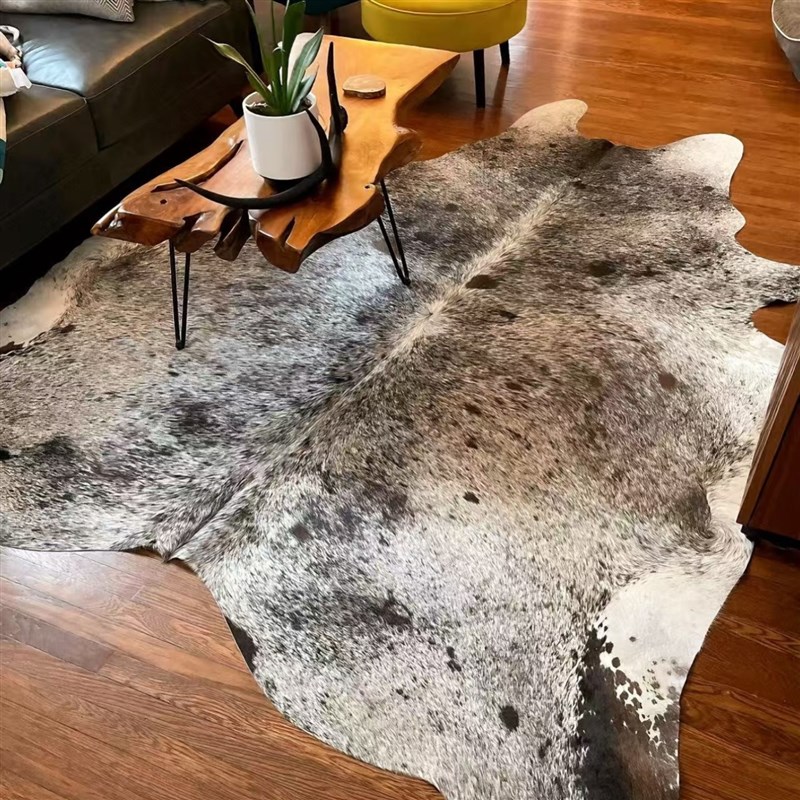 进口整张牛皮地毯客厅卧室异形不规则真皮地垫轻奢防滑原产地巴西