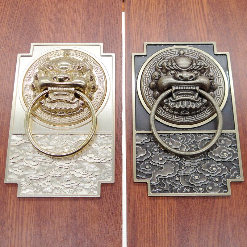 仿古大门拉手中式黄铜门环装饰配件复古新中式门拉手古铜木门把手