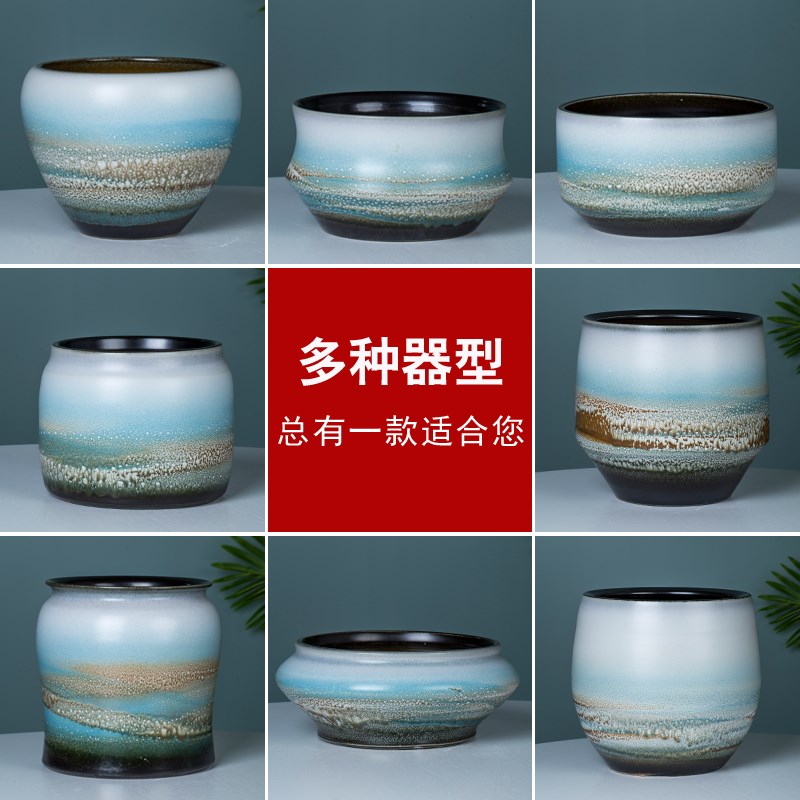 景德镇多肉绿萝欧式客厅阳台桌面创意摆件特大号陶瓷花盆小树盆