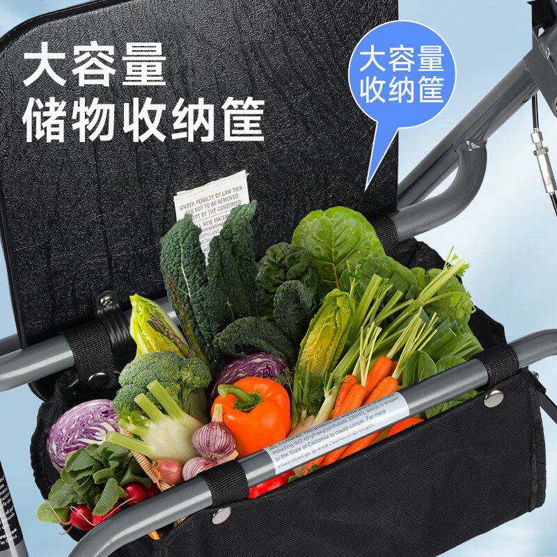 可推可坐老人手推车 折叠轻便买菜购物车老  年人便携代步车
