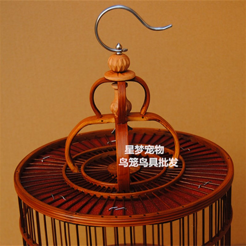 精品竹制抛光大鼓底玉鸟珍珠鸟相思鸟等小型鸟类紫竹色鸟笼包邮