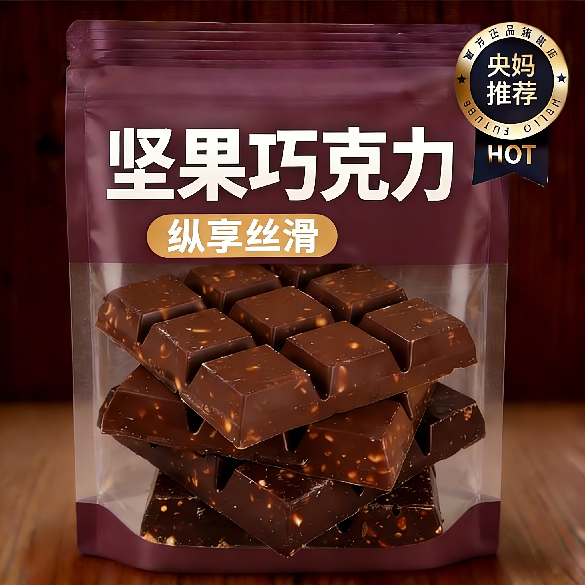 央妈严选坚果脆巧夹心巧克力能量饼干代餐充饥零食（代可可脂）