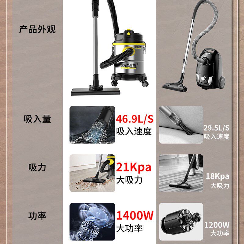 吸尘器家用大吸力干湿两用洗车商用装修开荒美缝保洁工业用吸尘机